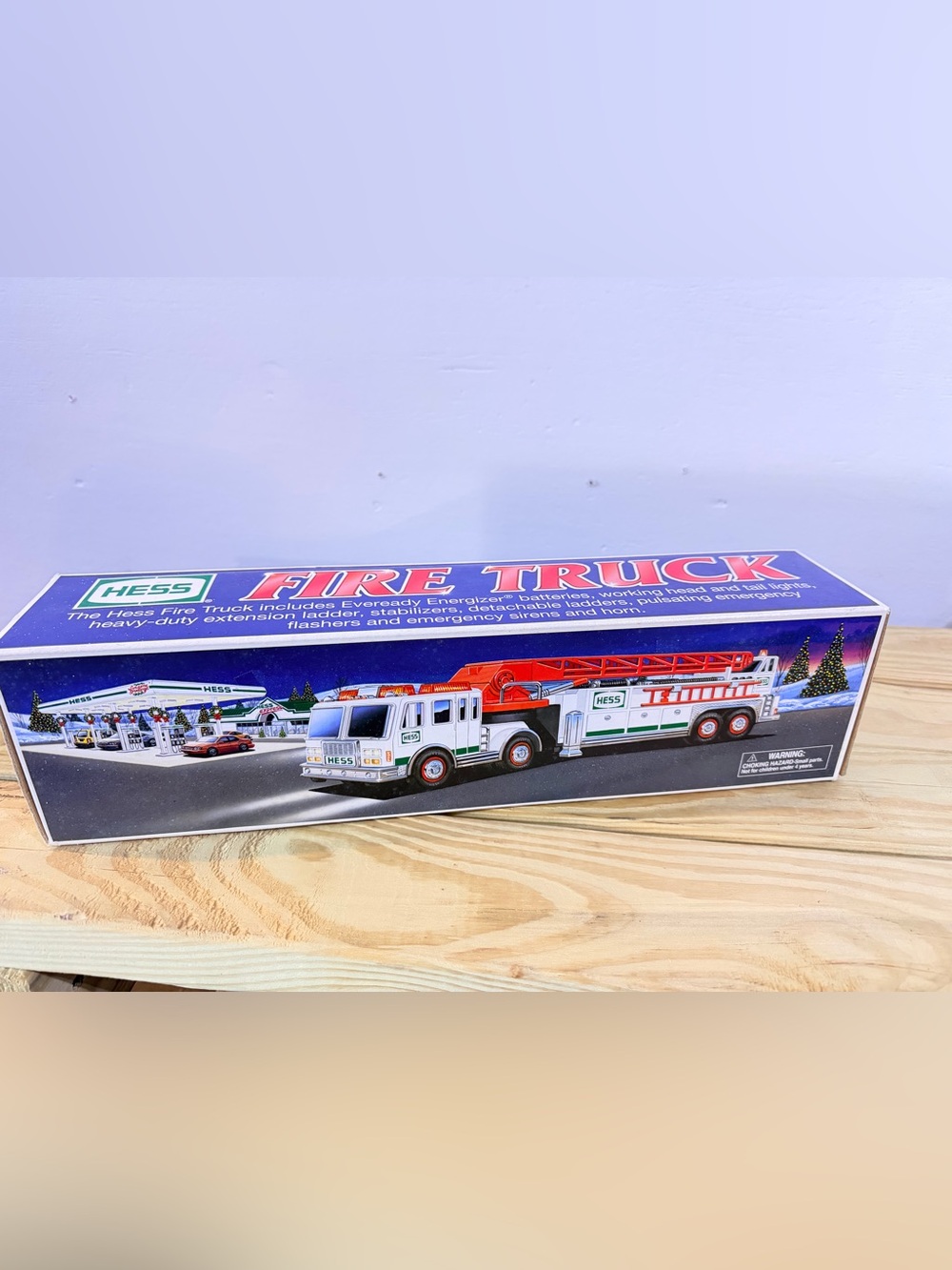 Vintage 2000 Hess White and Red Fire Truck Toy with Green Accents